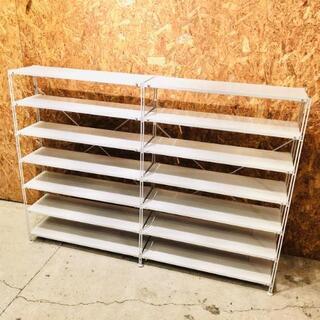 【売約済み】無印良品　MUJI スチールユニットシェルフ　奥行２５ｃｍタイプ　スチール棚　検　ライトグレー 幅８４ｃｍタイプ オープンシェルフ　棚　棚板　14枚　壁面収納　テレビ台　テレビラック　くつ箱　げた箱　キッチン収納　リビング収納　本棚　ブックシェルフの画像