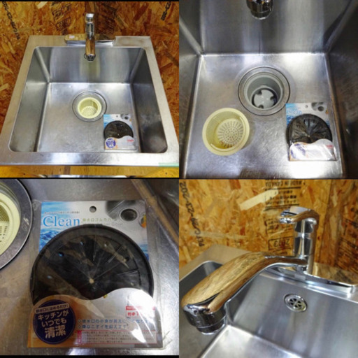 (4822-02)タニコー ステンレス 一槽シンク 三栄蛇口 排水ゴムカバー付き W600D600H800BG無し 中古品 流し台 厨