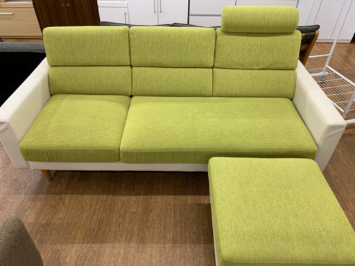 マルイチ　ソファ　3人掛け　オットマン付【店頭取引限定】【中古品】1点限り早い者勝ち！