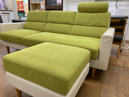 マルイチ　ソファ　3人掛け　オットマン付【店頭取引限定】【中古品】1点限り早い者勝ち！