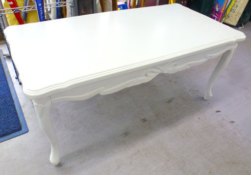 価格見直しました！姫系 センターテーブル 100×50×42.5ｃｍ ローテーブル ホワイト 木製 白塗り 猫脚 アンティーク調 ハギハラ