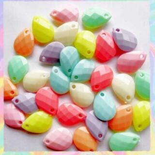 No.409   32個♡18㎜♡雫型アクリルパステルカラービーズセットしずくの画像