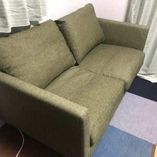 2人掛けソファ 緑色 カバー洗濯可