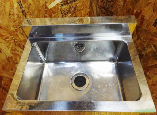 (4824-01)業務用 ステンレス 一槽シンク W600D450H800BG90 中古品 流し台 厨房機器 飲食店 店舗