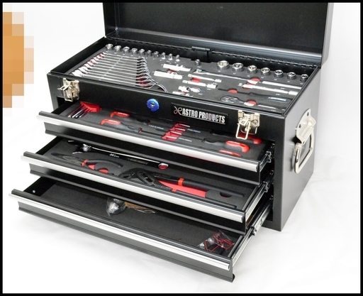 未使用 アストロプロダクツ AP ツールセット ブラック（83点組）TS179 工具セット 3段引出ボックス