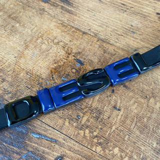 【diesel】ロゴ　レザーブレスレット　BK