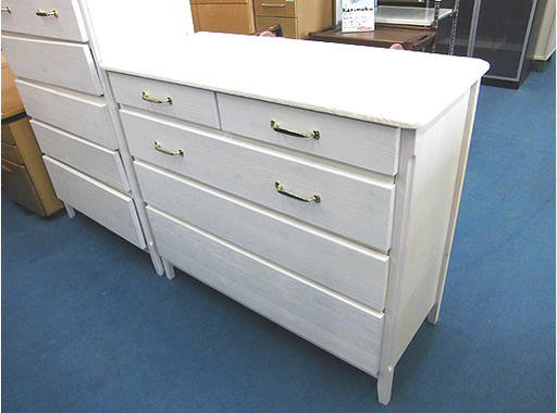 札幌 ミドルチェスト 幅100㎝ 高さ87.5㎝ 4段 スイートデコレーション パイン材 ホワイトウォッシュ タンス 収納 本郷通店