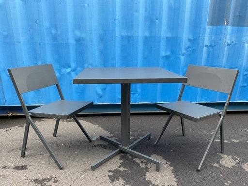 emu エミュー ガーデンテーブルセット テーブル チェア 3点セット グレー 中古品②