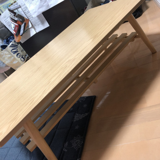 折りたたみ式ローテーブル　棚付き