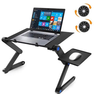 PCスタンド パソコンデスク ２つ冷却ファン付き折りたたみ式多機...