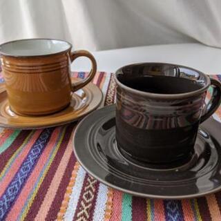 新品未使用陶器コップセット　ブラウン系