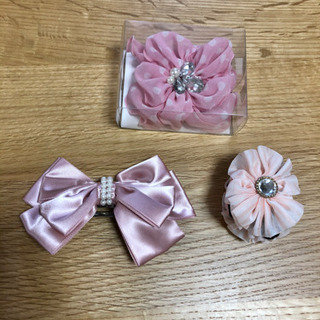 ヘアアクセサリー　ピンク系　3つセット
