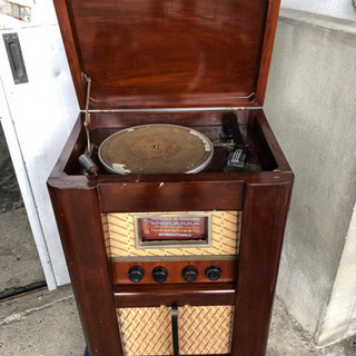 昭和レトロ 真空管式電気蓄音機 ラジオ レコードプレーヤー