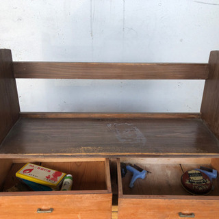 昭和レトロ本棚 引き出し付 アンティークの画像