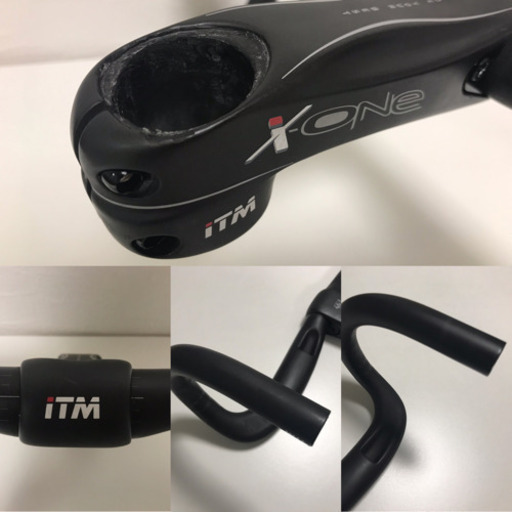 ITM X-ONE ハンドルバー+ステムセット ロードバイク用フルカーボンアナトミックハンドルバー