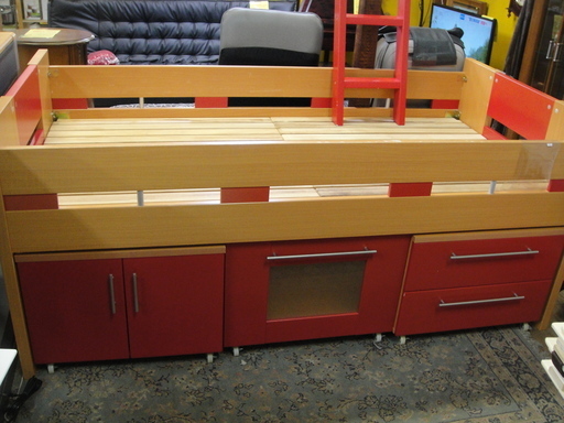 木製　システムベッド　ロフトベッド　収納家具付き