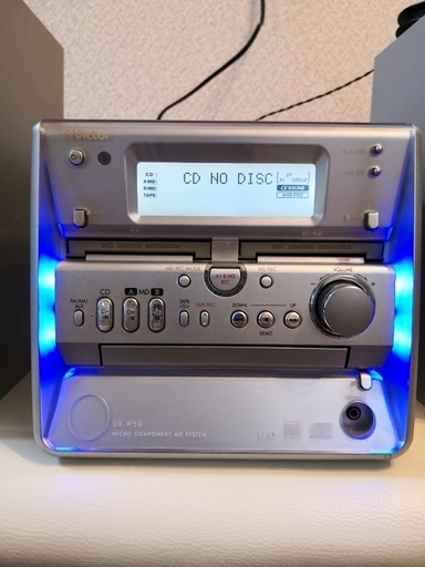 ★Victor ビクター JVC UX-W50-S シルバー マイクロコンポーネントMDシステム（CD/ダブルMD/カセット/FM/AM コンポ）（本体CA-UXW50-SとスピーカーSP-UXW50-Sのセット）