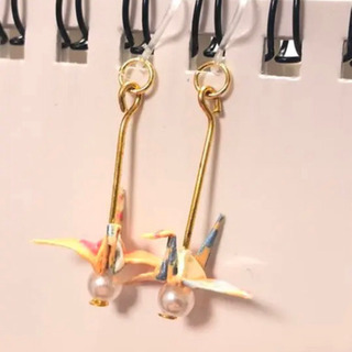 鶴の和風ピアス