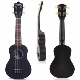 新入荷　上品なマホガニー材　ソプラノウクレレ 初心者セット（ソフトケース＆チューナー付き　おしゃれな黒ボディーの画像