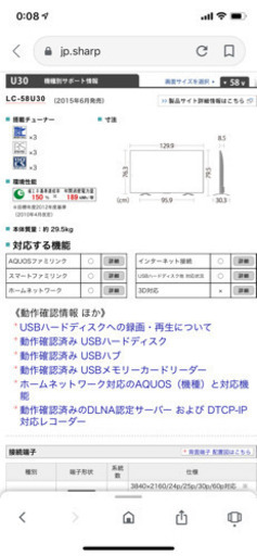 58型　シャープAQUOS 3万円で売ります