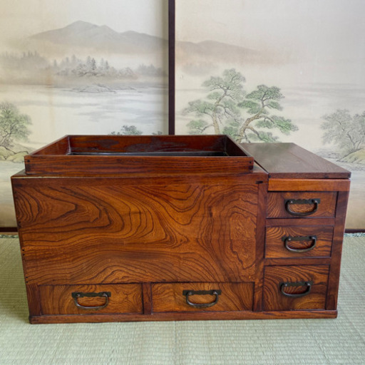 【美品】関東火鉢 長火鉢 江戸火鉢 五徳 灰ならし 火箸 炭 火起こし鍋　火消しツボ