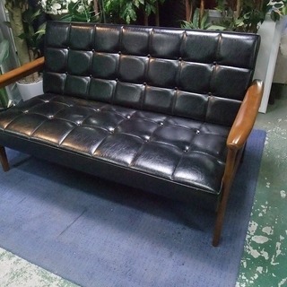 R1411) カリモク カリモク60 2Pソファ ブラック ソファ 店頭取引大歓迎♪