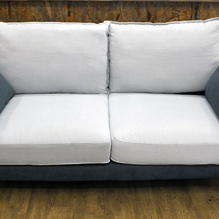 北大前! 札幌 引取 二人掛けソファ グレー/ダークグレー 布張り 脚付き