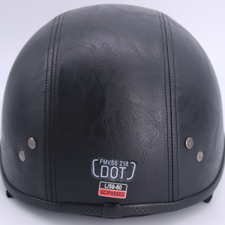 バイク用ヘルメット 半キャップ Lサイズ レザー張り クリアバイザー付き 半帽の画像
