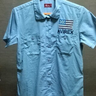 AVIREX　半袖ワークシャツ　水色