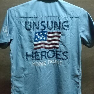 AVIREX　半袖ワークシャツ　水色の画像