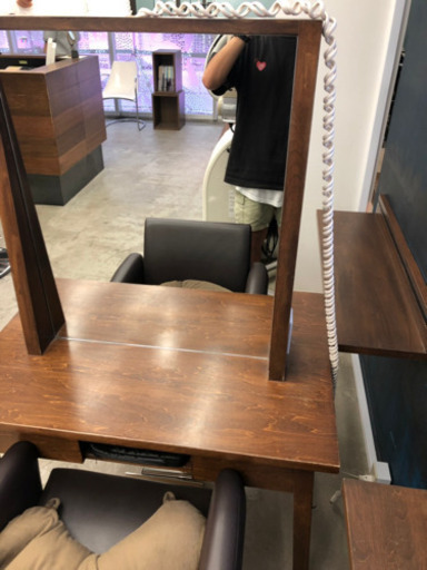 美容室　テーブル　鏡　両面　電源付き