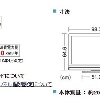 SHARP シャープ テレビ　AQUOS LC-40DS6 (説明書付)の画像