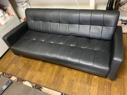 取引中オシャレ 黒ソファ 横幅160cm  しげん屋