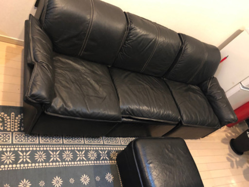 【希少】重厚感 高級感 カリモクfurniture 3人ソファ 本革