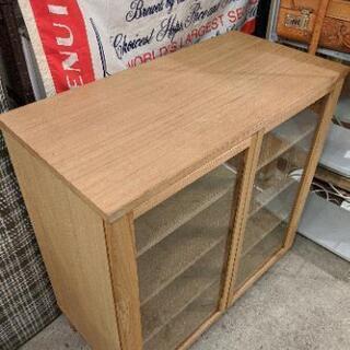 【売約済み】MUJI 無印良品　オーク材　ガラス扉　キャビネット　収納　衣類　書類　ドキュメント　テレビ台　サイドボード　キッチン収納　食器棚　
検　ユニットシェルフ　の画像