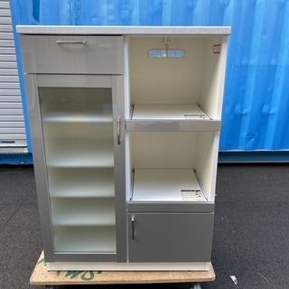 ミドルレンジボード レンジ台 シルバー 収納棚 中古品