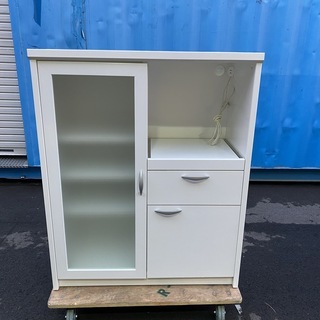 ミドルレンジボード レンジ台 ユーアイ 白 収納棚 中古品