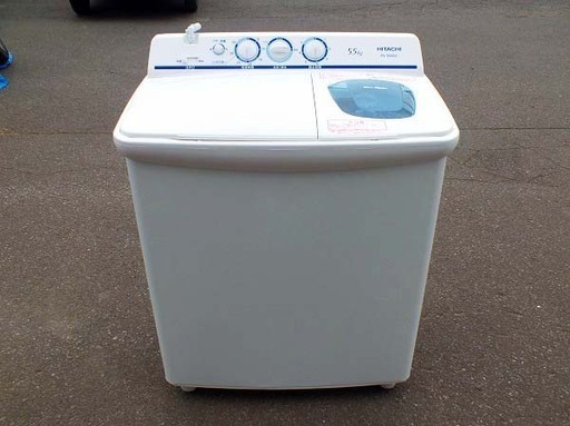 【苫小牧バナナ】2018年製 日立/HITACHI 5.5kg 二槽式洗濯機 PS-55AS2 ホワイト系 清掃済み