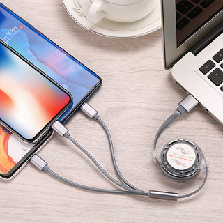 【新品】iPhone充電器 microUSB充電器 Type-C充電器 3in1 ケーブル iPhoneケーブル microUSBケーブル急速充電 ケーブル 巻取の画像