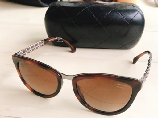 CHANEL ココマーク サングラス 茶 シルバー チェーン ベッコウ柄　5361-Q-A