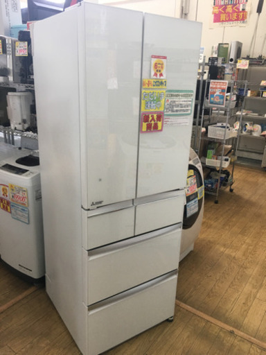 超美品 2019年製 MITSUBISHI 517L フレンチドア冷蔵庫 AI搭載 クリスタルドア 日本製 三菱 MR-WX52E-W