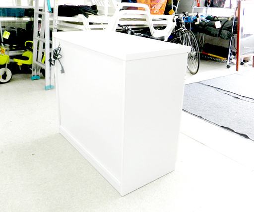 2分別ダストボックス カウンター 89.5×45×80.5cm 鏡面 ホワイト キャスター付き コンセント付き ごみ箱 ゴミ箱 二分別 ダストBOX☆ PayPay(ペイペイ)決済可能 ☆ 札幌市 北区 屯田
