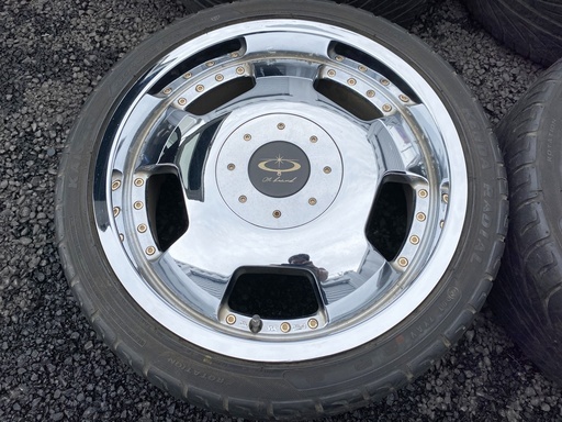 メッキ　ディッシュ　ホイール　18インチ　タイヤ付き　４本　225/40R18　5-114.3　深リム