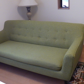 トリプル 3人掛け ファブリックソファー モスグリーン