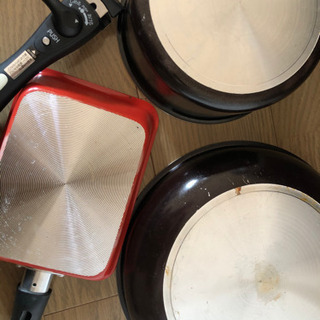 フライパン鍋セット(持ち手の取り外し可能)、卵焼き器の画像