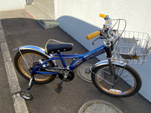 SPALDING 子供用自転車 18インチ ブルー 補助輪有り スタンド有り