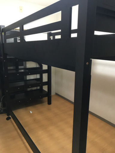 木製ロフトベッド、ブラウン、耐荷重500kg