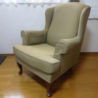 ★アームチェア シングルソファ 一人掛け グリーン ウイングチェア パーソナルチェア★の画像