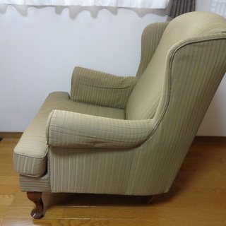 ★アームチェア シングルソファ 一人掛け グリーン ウイングチェア パーソナルチェア★の画像
