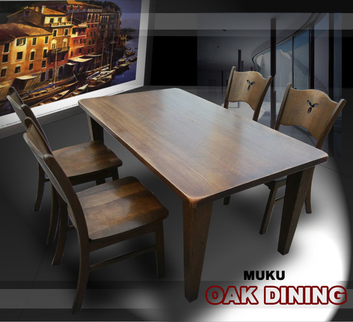 くまねず《姫路》オーク無垢材ダイニング5点セット☆(自粛解除ニコニコキャンペーン)早い者勝ち^^